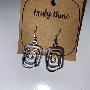Silver Geometric Spiral Earrings